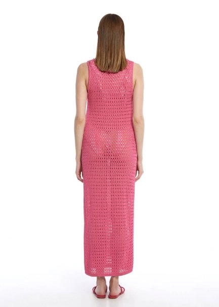 FANCY KNIT DETAILED CYCLAMEN KNIT DRESS - 5