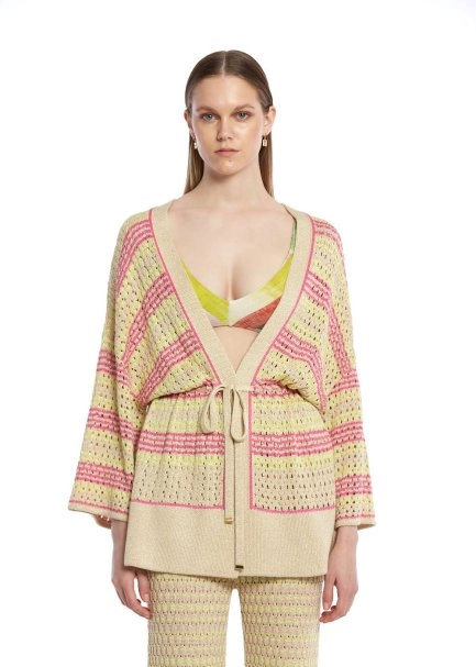 FANCY KNIT DETAILED KNIT KIMONO - 1