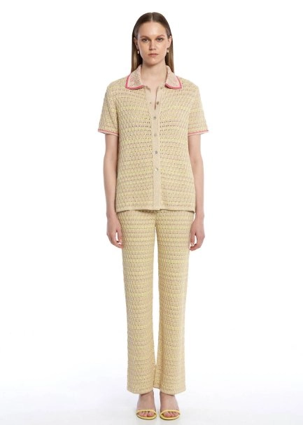 FANCY KNIT DETAILED KNIT PANTS - 1