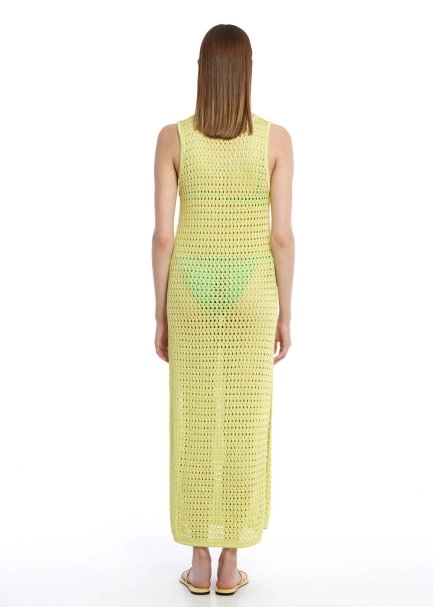 FANCY KNIT DETAILED LIME KNIT DRESS - 5