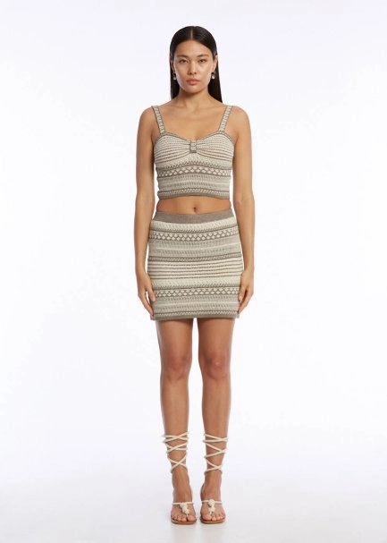 FANCY KNIT DETAILED MINI KNIT SKIRT - 2