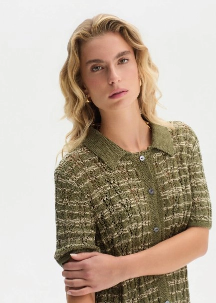 FANCY KNIT DETAILED POLO NECK HENNA KNIT TOP - 4