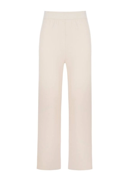 Fermuar Detaylı Düz Kesim Krem Triko Pantolon - 8