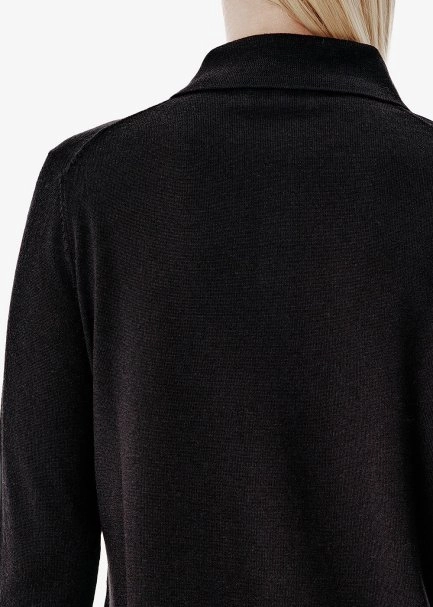 Fine Knit Black Polo Sweater - 4