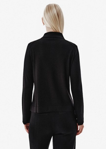 Fine Knit Black Polo Sweater - 5