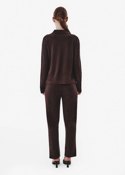 Fine Knit Brown Polo Sweater - 5
