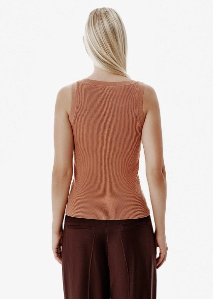 Fine Knit Brown Rip Tank Top - 5