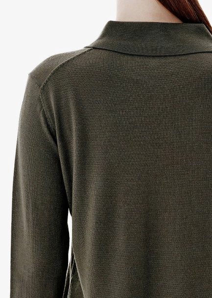 Fine Knit Green Polo Sweater - 4
