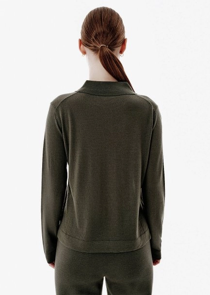 Fine Knit Green Polo Sweater - 5