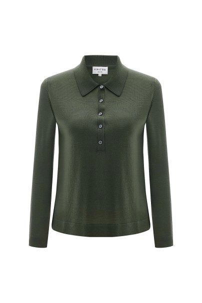 Fine Knit Green Polo Sweater - 6