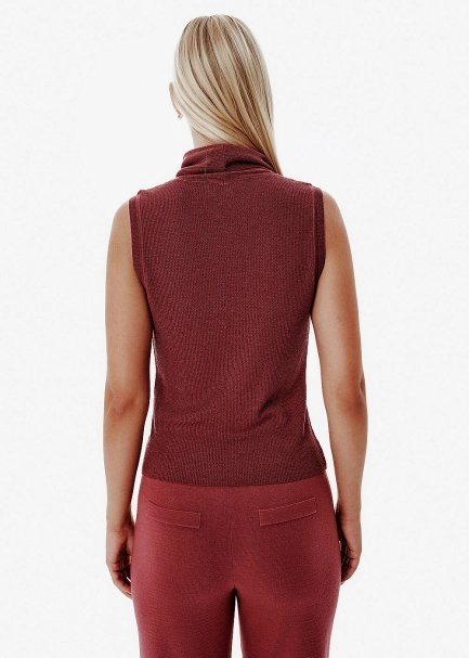 Fine Knit Roll Over Antique Rose Top - 5
