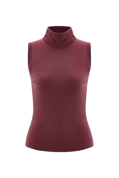 Fine Knit Roll Over Antique Rose Top - 6