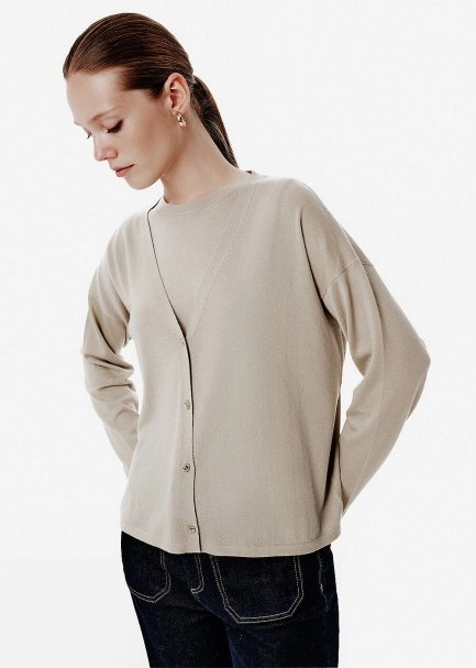 Fine Knit Sesame Cardigan - 4