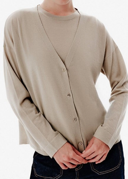 Fine Knit Sesame Cardigan - 3
