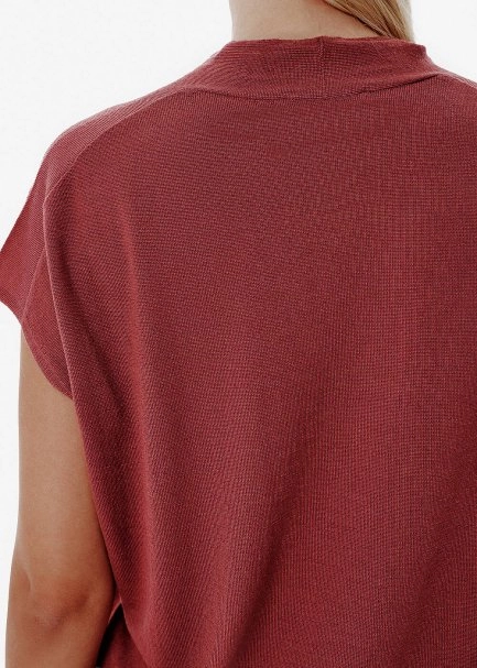 Fine Knit V Neck Antique Rose Top - 4