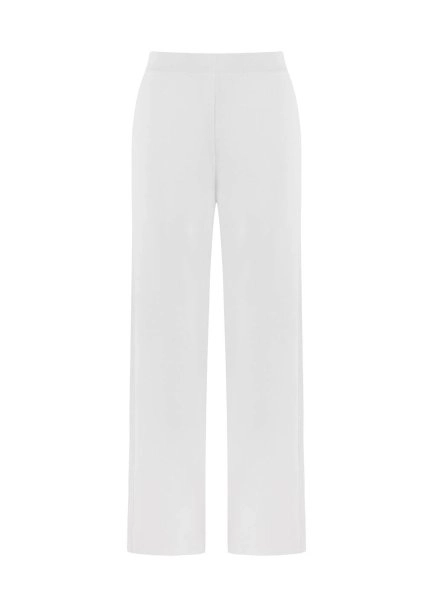 Fitil Örgü Detaylı Beyaz Triko Pantolon - 6