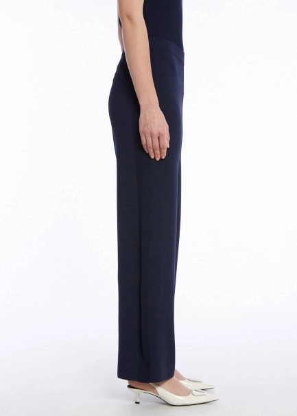 Fitil Örgü Detaylı Lacivert Triko Pantolon - 3