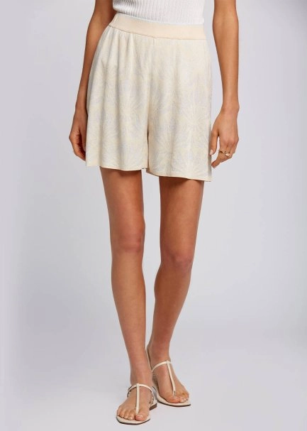 Floral Pattern Beige Knit Short - 1