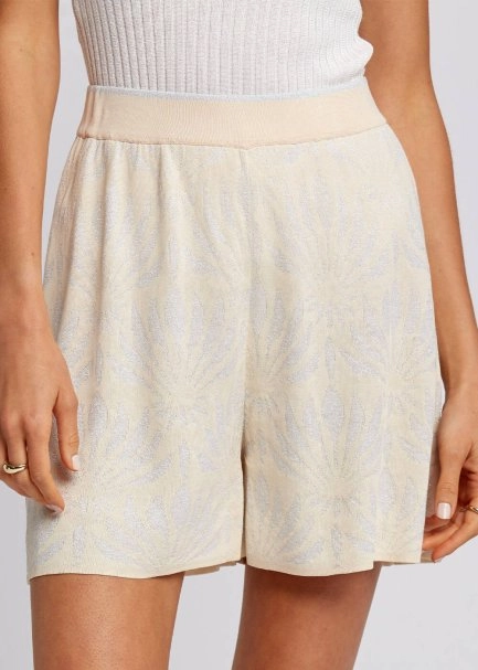 Floral Pattern Beige Knit Short - 7