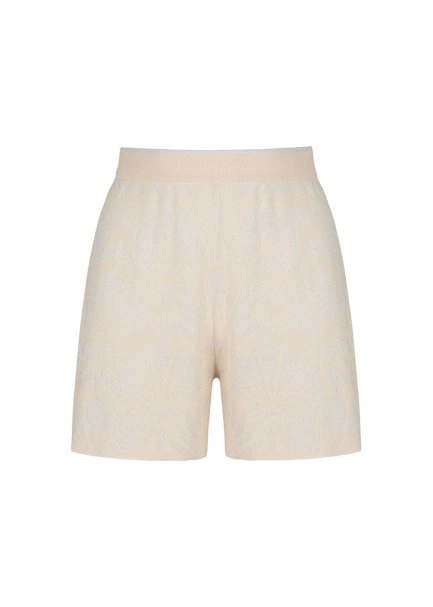 Floral Pattern Beige Knit Short - 8