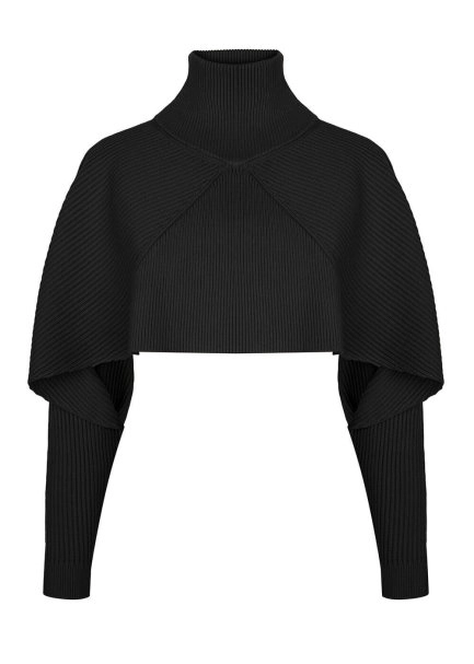 Flowing Short Black Knit Top - 6