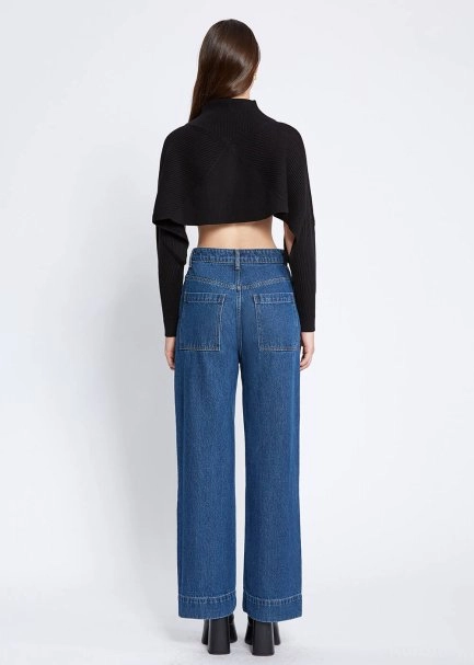 Flowing Short Black Knit Top - 5