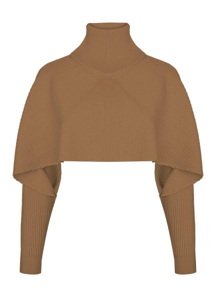 Flowing Short Camel Knit Top - 6