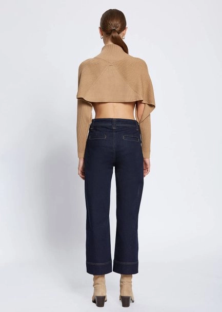 Flowing Short Camel Knit Top - 5