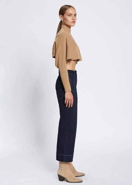 Flowing Short Camel Knit Top - 4