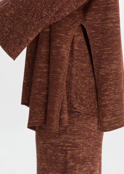 FRONT-TIE BRONZE KNIT CARDIGAN - 4