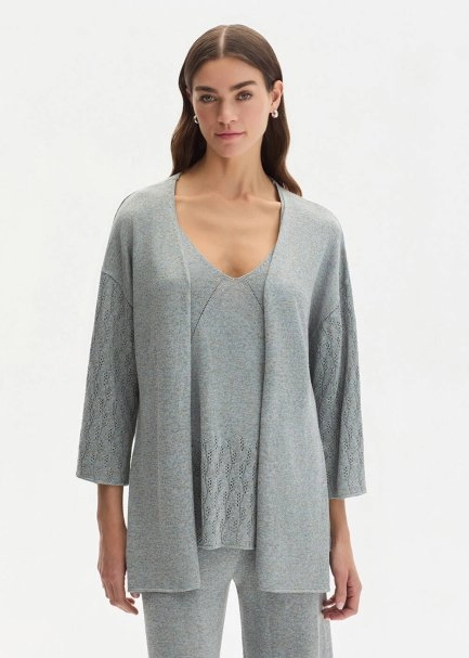 FRONT-TIE ICE KNIT CARDIGAN - 1