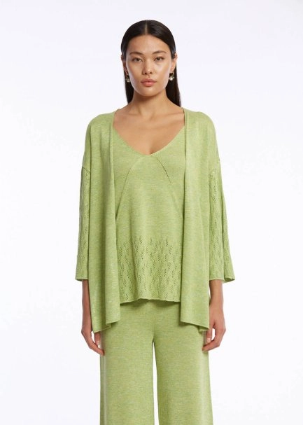FRONT-TIE PISTACHIO KNIT CARDIGAN - 1