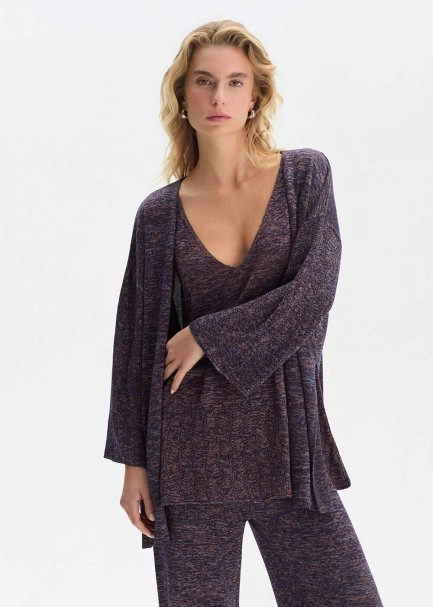 FRONT-TIE PURPLE KNIT CARDIGAN - 3