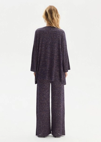 FRONT-TIE PURPLE KNIT CARDIGAN - 5