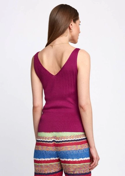 Kolsuz Fuşya Triko Üst - 3