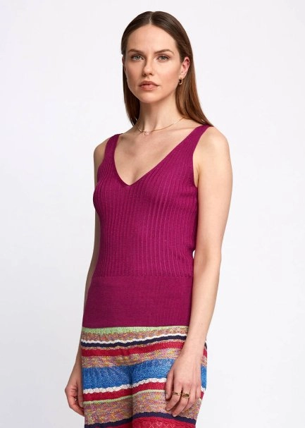 Kolsuz Fuşya Triko Üst - 4