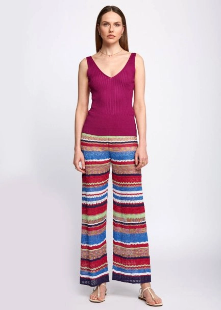 Kolsuz Fuşya Triko Üst - 5