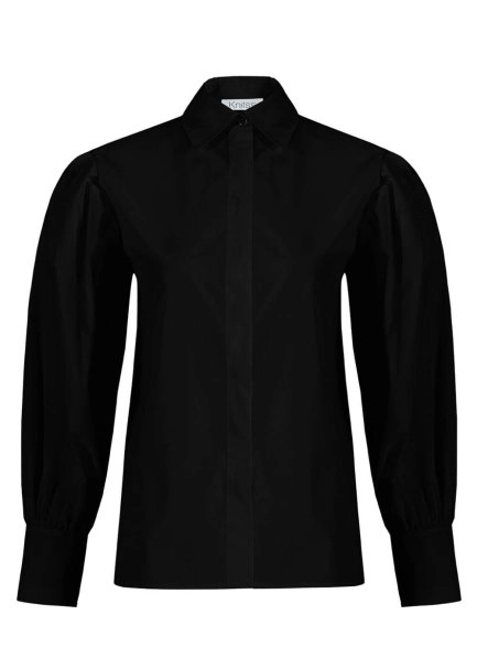 GATHERED DETAILED PURE COTTON BLACK SHIRT - 6