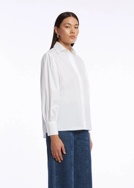 GATHERED DETAILED PURE COTTON WHITE SHIRT - 3