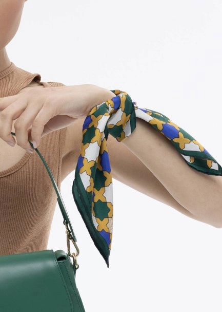  GEOMETRIC PATTERN PHERAHS LOGOED PURE SILK SCARF - 1