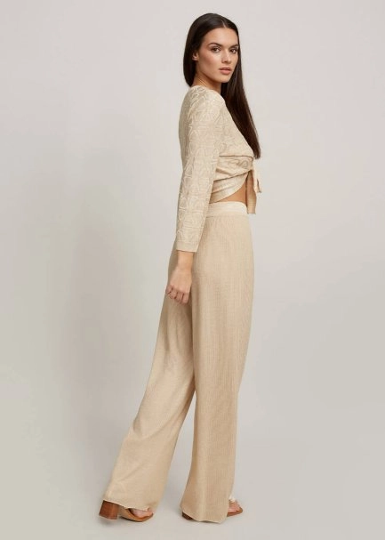 Geometrik Desen Bej Triko Bolero - 7