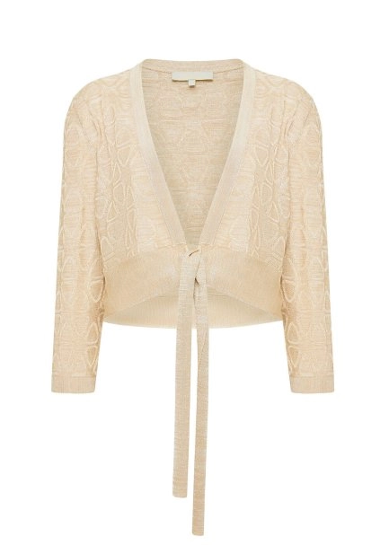 Geometrik Desen Bej Triko Bolero - 8