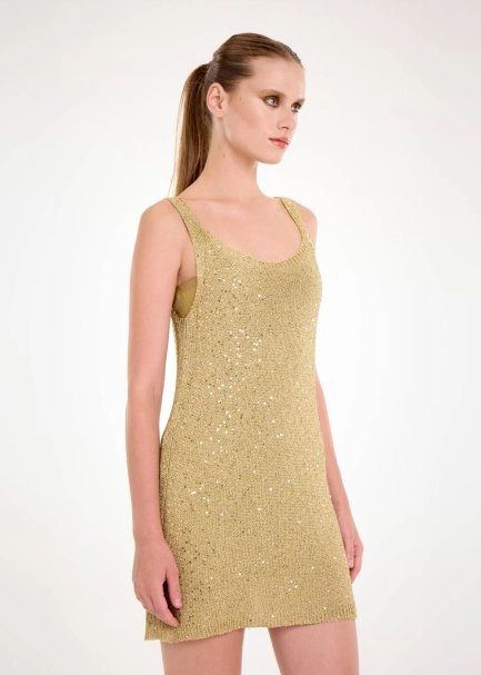 GLITTER GOLD SEQUIN KNIT DRESS - 5