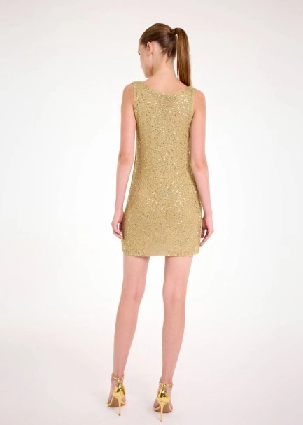 GLITTER GOLD SEQUIN KNIT DRESS - 6