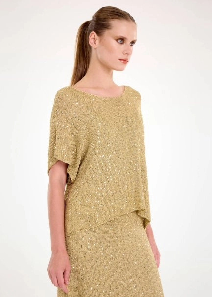 GLITTER GOLD SEQUIN KNIT TOP - 3