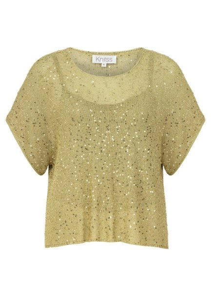 GLITTER GOLD SEQUIN KNIT TOP - 6
