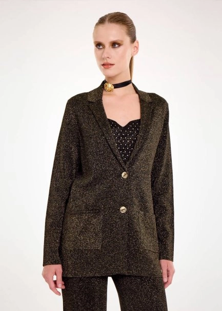 GOLD LUREX KNIT BLAZER JACKET - 3