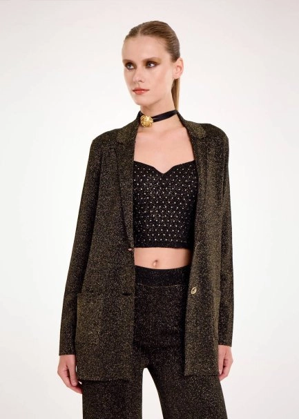 GOLD LUREX KNIT BLAZER JACKET - 7