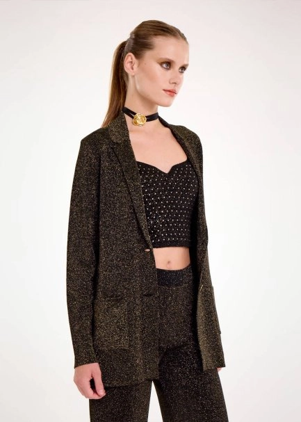 GOLD LUREX KNIT BLAZER JACKET - 8