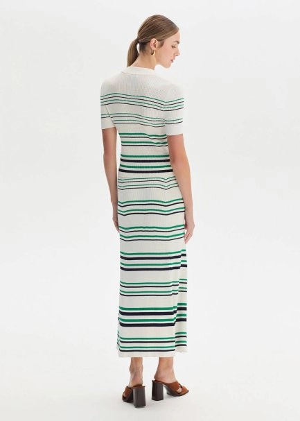 GREEN NAVY STRIPE ECRU KNIT SKIRT - 5